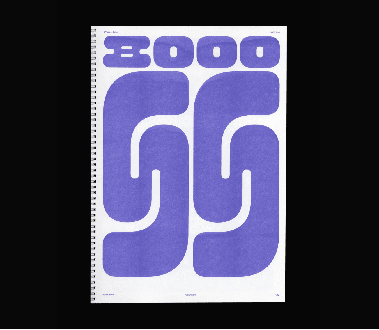 The image shows the front cover of a publication with large purple graphic shapes, saying 8000. The publication is ring bound on the left side.  