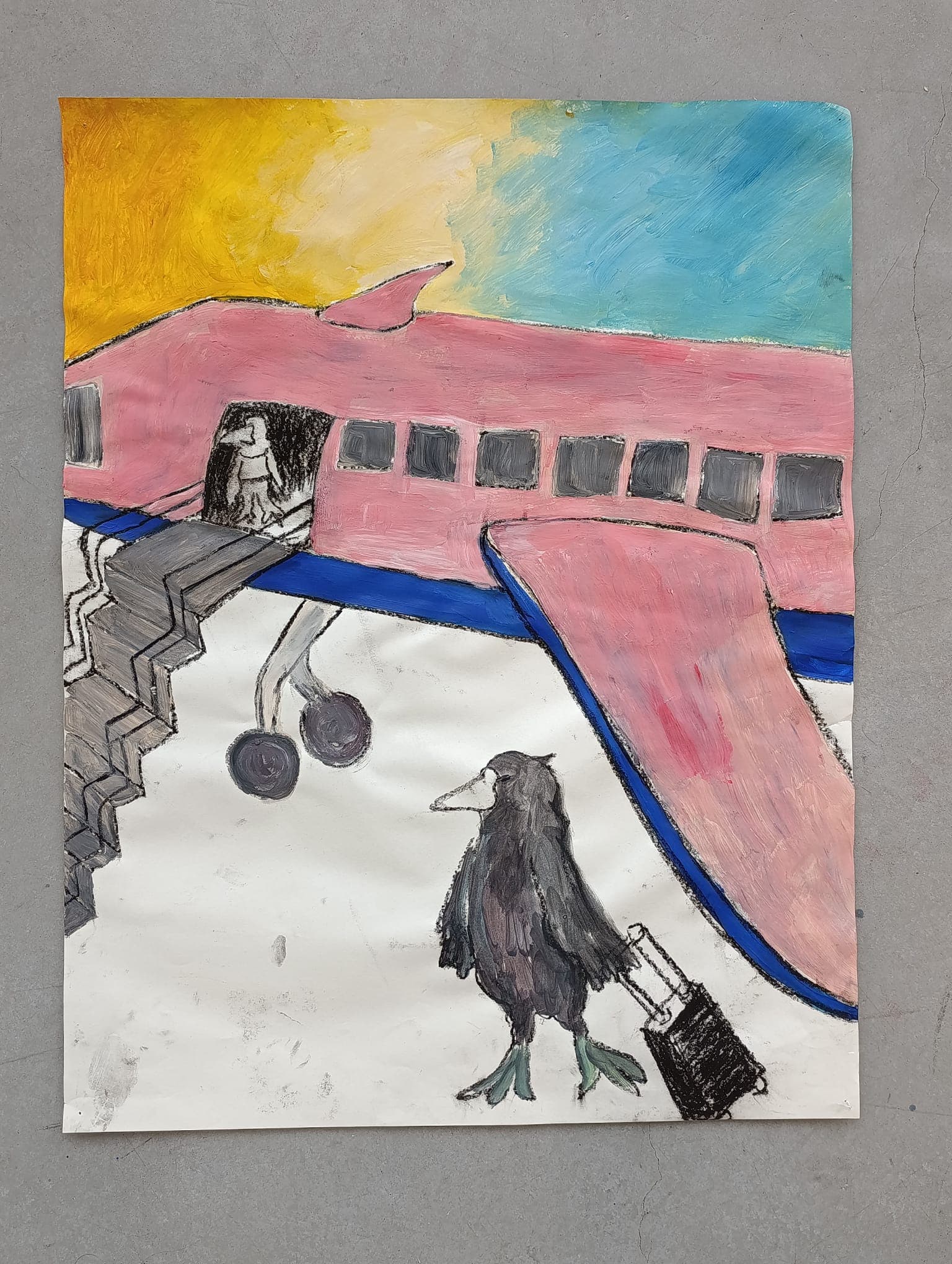 image of a bird catching a flight on a plane