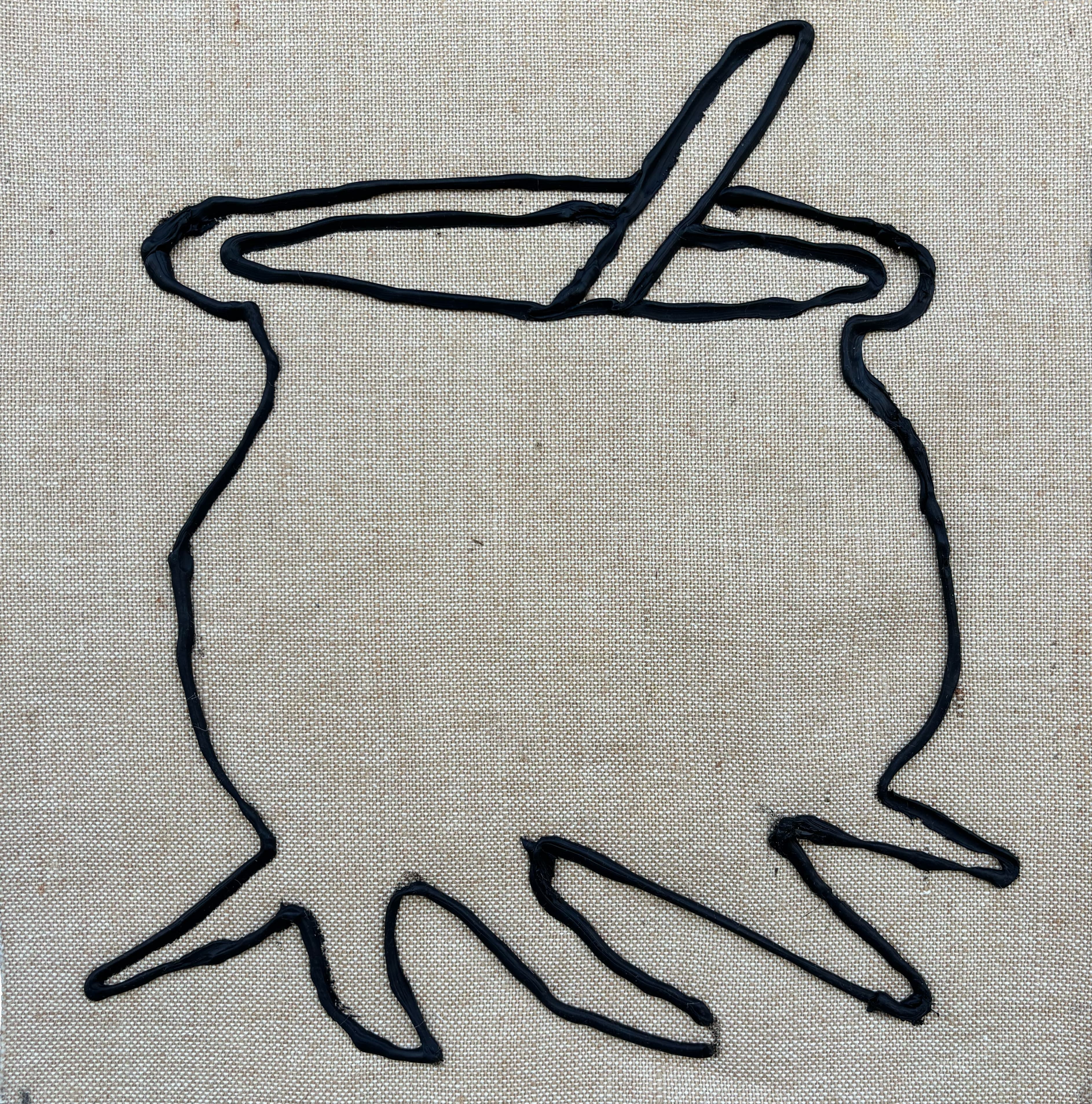 magic symbols drawn on burlap using black silicone